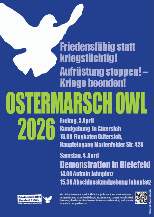 Das BSW Bielefeld & Gütersloh rufen zur Teilnahme an den OWLer Ostermärschen auf!