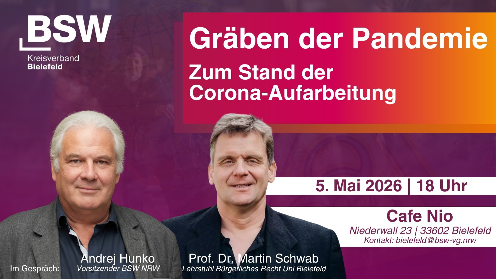 Gräben der Pandemie – Das BSW Bielefeld lädt herzlich zur ersten öffentlichen Veranstaltung ein!